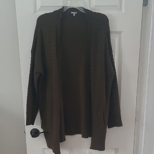 Green Open Front Cardigan